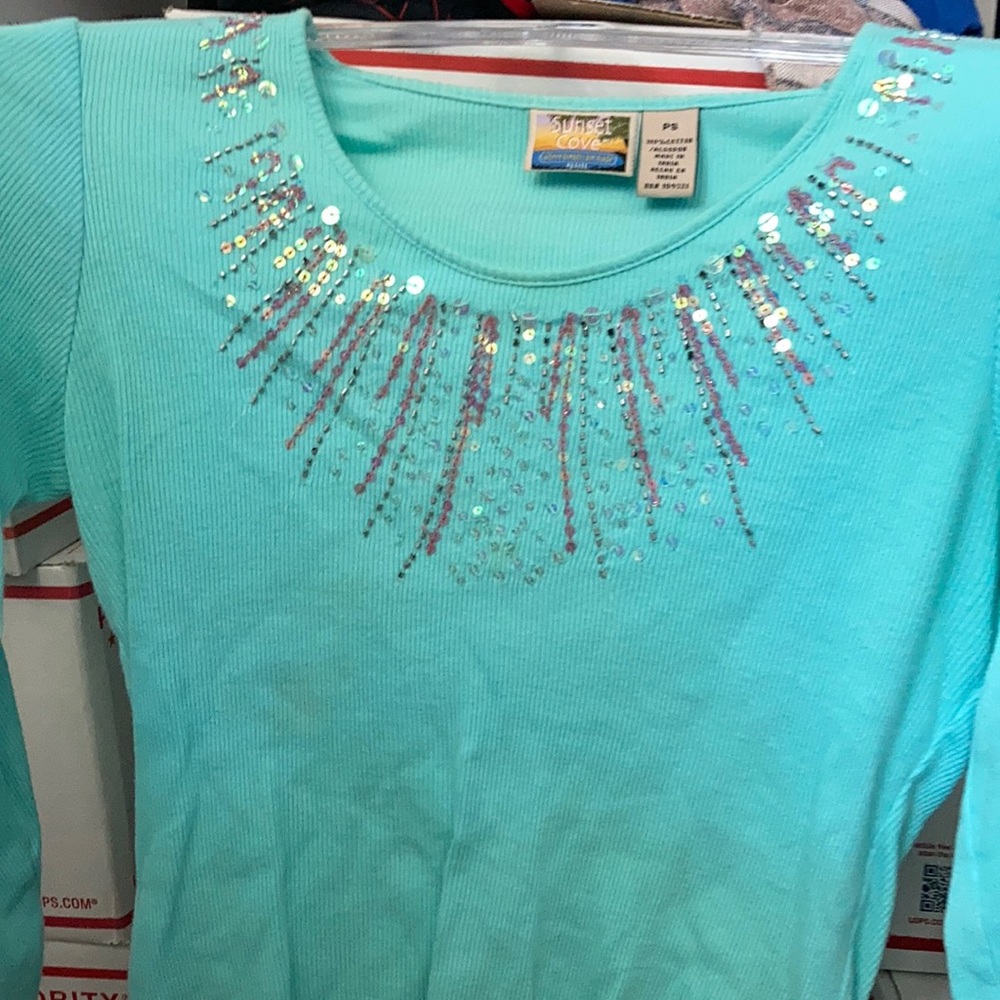 FINAL MARKDOWN Ladies Sunset Cove ribbed T-shirt petite small